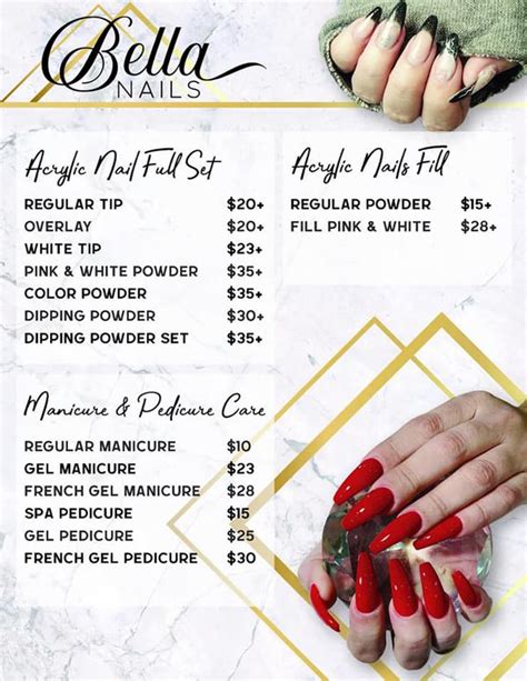 bella nails price list.